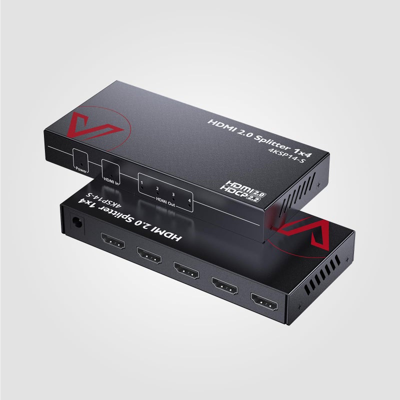 v AV Access 4K@60Hz/1080p@120Hz HDMI 2.0 Splitter 1 in 4 Out, Auto Downscaler with HDR10 &3D, 18Gbps Zero Latency, AV Access Gaming Splitter, Duplicate/Mirror Screens, HDCP 2.2, for Xbox PS5 - Image 1